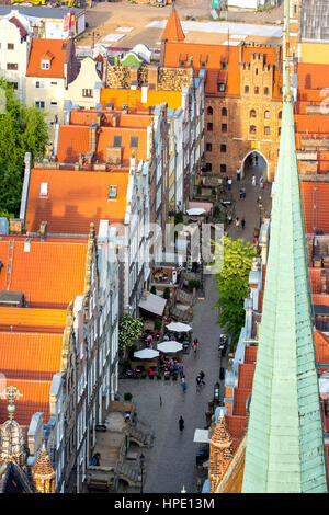 Danzig, Blick von der Kirche der Jungfrau Maria, Giebel der Kaufleute, juristische Stadt Altstadt von Danzig, Gdansk, Pomorskie, Westpommern, Stockfoto