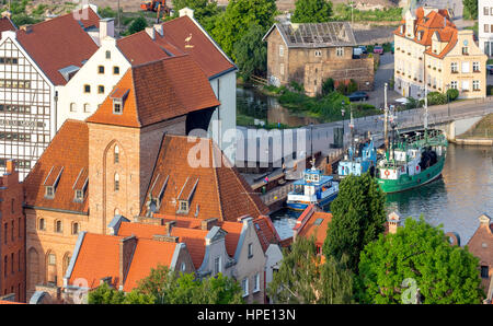 Danzig, Blick von der Marienkirche, Kran Tor, Altstadt von Danzig, Gdansk, Pomorskie, Pommersche Woiwodschaft, Polen Stockfoto