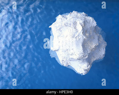 3D Rendering Eisberg schwimmt auf blauen Ozean Stockfoto