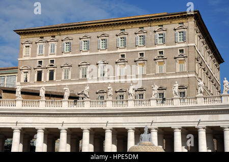 Vatikanstadt - 12. März 2016: Die päpstlichen Gemächer in der Vatikanstadt ist der Ort, wo Papst Francis I hält das Angelus-Gebet und Rede Stockfoto