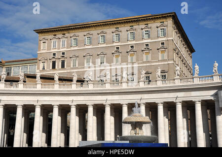 Vatikanstadt - 12. März 2016: Die päpstlichen Gemächer in der Vatikanstadt ist der Ort, wo Papst Francis I hält das Angelus-Gebet und Rede Stockfoto