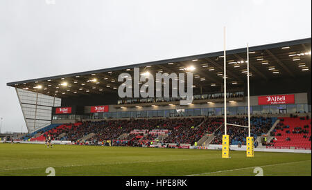 Gesamtansicht des Stadions AJ Bell während der Aviva Premiership entsprechen im Stadium AJ Bell, Verkauf. Stockfoto