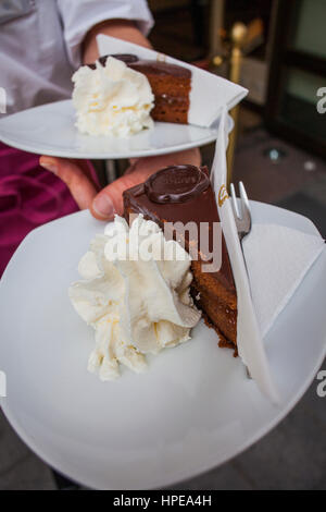 Sacher Torte, Hotel Sacher, Wien, Österreich Stockfoto