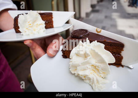 Sacher Torte, Hotel Sacher, Wien, Österreich Stockfoto