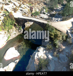 Albertacce Korsika, Frankreich: Albertacce, alte Steinbrücke Stockfoto