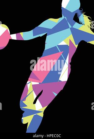 Aktive Frauen Rugby-Spieler junge gesunde Sportart Silhouetten abstrakte Linie Vektor Hintergrund illustration Stock Vektor