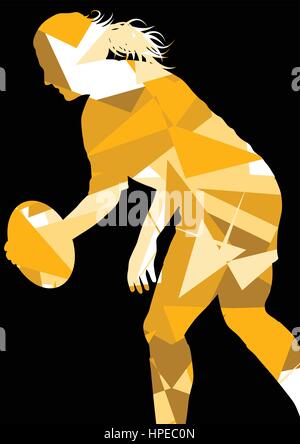 Aktive Frauen Rugby-Spieler junge gesunde Sportart Silhouetten abstrakte Linie Vektor Hintergrund illustration Stock Vektor