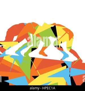 Aktive Frauen Rugby-Spieler junge gesunde Sportart Silhouetten abstrakte Linie Vektor Hintergrund illustration Stock Vektor