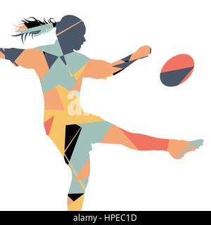 Aktive Frauen Rugby-Spieler junge gesunde Sportart Silhouetten abstrakte Linie Vektor Hintergrund illustration Stock Vektor