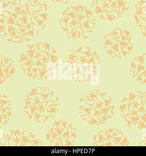 Nahtlose Hand gezeichneten Print Absract Blumen und Budds in Kreisen geformt Stockfoto