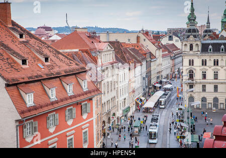 Altstädter Ring und Herrengasse Street und der City Hall von Graz, Österreich Stockfoto