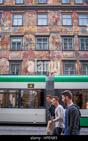 Gemalte Haus, gemalte Haus in der Herrengasse Straße, Graz, Österreich Stockfoto