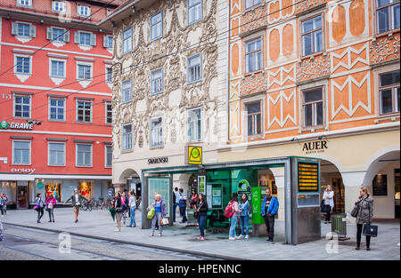 Hauptplatz, im Hintergrund Luegg House, Graz, Österreich Stockfoto