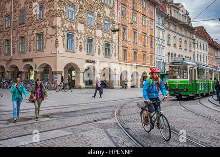 Hauptplatz, im Hintergrund Luegg House, Graz, Österreich Stockfoto