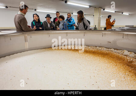 Besucher, Gärung tank im Augustiner Brau, Brauerei, Salzburg, Österreich Stockfoto