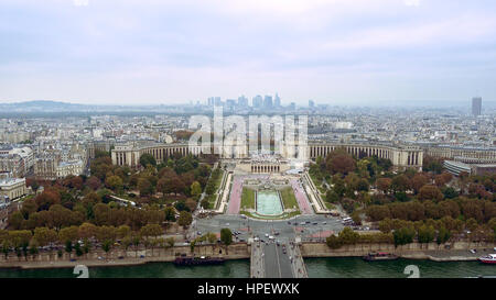 Paris-Antenne Anzeigen des Champ de Mars oder Marsfeld der großen öffentlichen Grünflächen in Paris, Frankreich Stockfoto