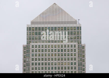 Allgemeine Ansicht GV von One Canada Square, Canary Wharf Stockfoto