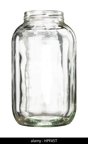 Offenes leere große Glas jar isoliert auf weiss Stockfoto
