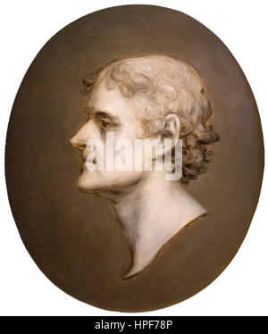 Thomas Jefferson. Profilbildnis des 3. US-Präsidenten, Thomas Jefferson (1743-1826) von Charles Bird King, Öl auf Holz, 1836 nach einem Gemälde von Gilbert Stuart. Stockfoto