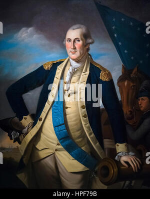 Portrait von General George Washington von Charles Willson Peale, Öl auf Leinwand, c.1781-82. Washington wird bei der Schlacht von Yorktown 1781 angezeigt. Stockfoto