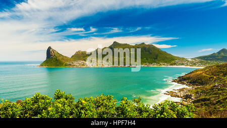 Panorama von Hout Bay in der Nähe von Cape Town, Südafrika Stockfoto