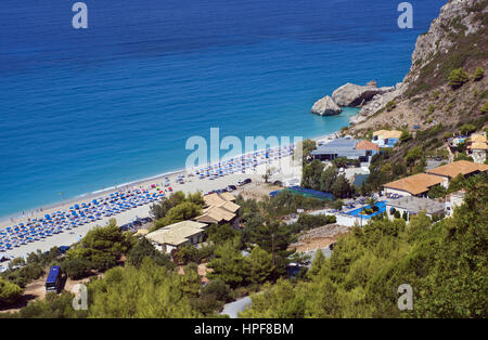 Kathisma Beach befindet sich in der Nähe von Agios Nikitas Resort, auf den westlichen Teil der Insel Lefkada, einer der berühmtesten Strände am Ionischen Meer in Griechenland Stockfoto