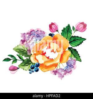 Handgemaltes Aquarell Vektor Blumenstrauß Stock Vektor