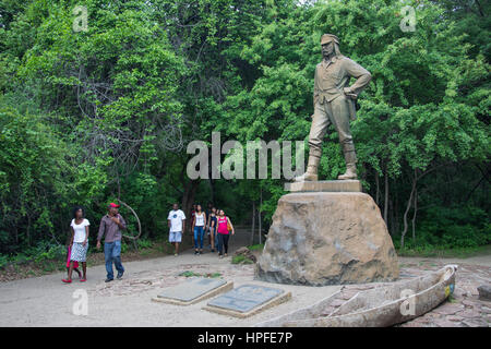 Statue von Doktor David Livingstone, Viktoriafälle, Simbabwe Stockfoto