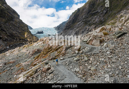 Gletscherzunge, Franz Josef Glacier, West Coast, Southland, Neuseeland Stockfoto