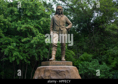 Statue von Doktor David Livingstone, Viktoriafälle, Simbabwe Stockfoto