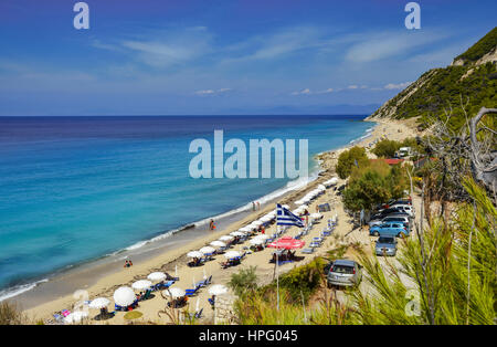 Tsoukalades Strand von Lefkada Insel im Meer Ionia, Griechenland Stockfoto
