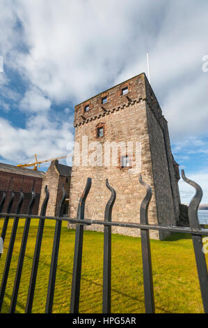 Newark Burg Port Glasgow. Stockfoto