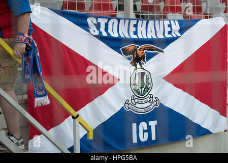 23. Juli 2015: Inverness Banner während der UEFA Europa League 2. Qualifikationsrunde 2015-2016-Spiel zwischen FC Astra Giurgiu ROU und Inverness Caledonian Thistle FC Marin Anastasovici Stadion (Giurgiu), Giurgiu, Rumänien ROU.   Foto: Cronos/Catalin Soare Stockfoto