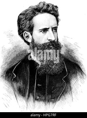 Hans Makart, war 1840-1884, ein österreichischer Wissenschaftsgeschichte des 19. Jahrhunderts Maler, Designer und Dekorateur, digital verbesserte Wiedergabe von einem Holzschnitt aus dem Jahr 1885 Stockfoto