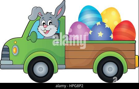LKW mit Ostern Eiern Thema Bild 1 - eps10-Vektor-Illustration. Stock Vektor