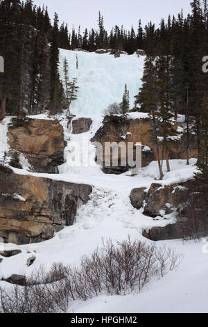 Wasserfälle im Winter im Jasper National Park (Tangle Creek) Stockfoto