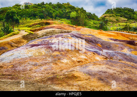 Blick auf die farbige Erde. Mauritius. Stockfoto