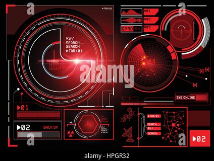 Ein futuristische HUD Anzeigen Benutzer-Interface-Design mit Radar und Tracking-Funktionen. Vektor-Illustration. Stock Vektor