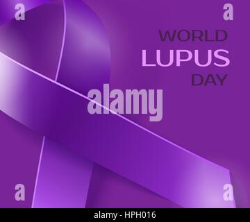 Lila Lupus Awareness Ribbon Hintergrund. Welt-Lupus-Tag-Hintergrund Stock Vektor