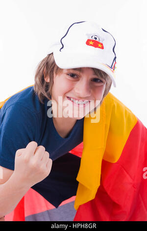 Junger Deutschlandfan - jungen Fan von Deutschland, Modell veröffentlicht Stockfoto