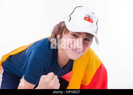 Junger Deutschlandfan - jungen Fan von Deutschland, Modell veröffentlicht Stockfoto