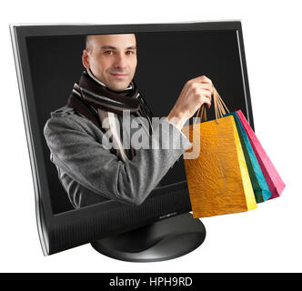Computer-Monitor auf einem weißen Hintergrund Stockfoto