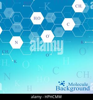 Wissenschaftliche sechseckigen Chemie Muster. Struktur-Molekül DNA-Forschung als Konzept. Wissenschaft und Technik-Hintergrund-Kommunikation. Medizinische wissenschaftliche Stock Vektor