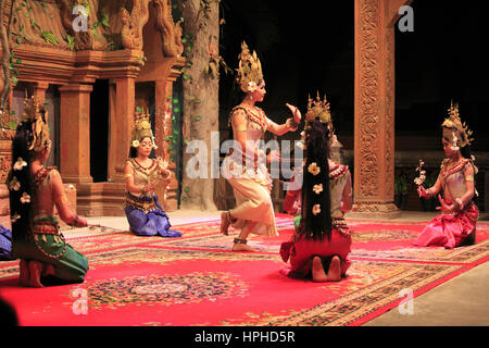 Kambodscha, Siem Reap, Apsara Tanz, klassische Tänzer, Stockfoto