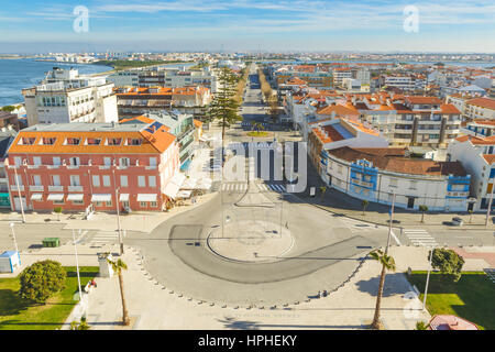 Aero Blick vom Strand von Barra in Aveiro, Portugal Stockfoto