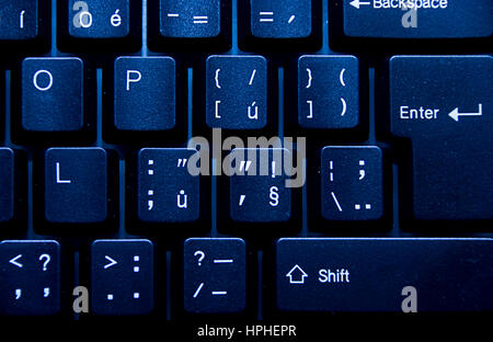 Nahaufnahme Detail einer schwarzen Computer-Tastatur Stockfoto