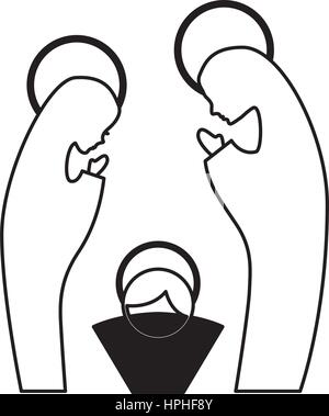 Krippe Familie Abbildung Silhouette Symbol Stock Vektor