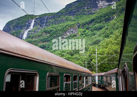 Aussicht vom Flamsbana Bahnhof, Norwegen Stockfoto