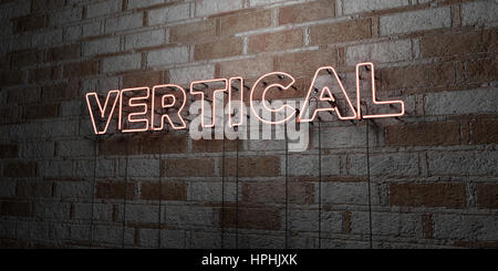 VERTIKAL - leuchtende Neon-Schild an Wand Mauerwerk - 3D gerendert Lizenzgebühren freie stock Illustration.  Einsetzbar für Online-Bannerwerbung und Direct-Mailings. Stockfoto