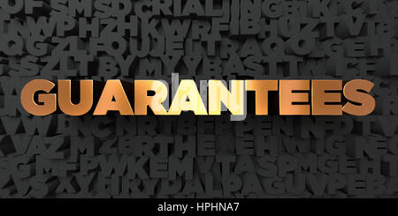 Garantien - Gold Text auf schwarzem Hintergrund - 3D gerenderten Lizenzgebühren frei Lager Bild. Dieses Bild kann für eine Website für online-Banner-Werbung oder einen Druck verwendet werden Stockfoto